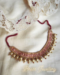 AJ-V17069 Maroon Brass Necklace
