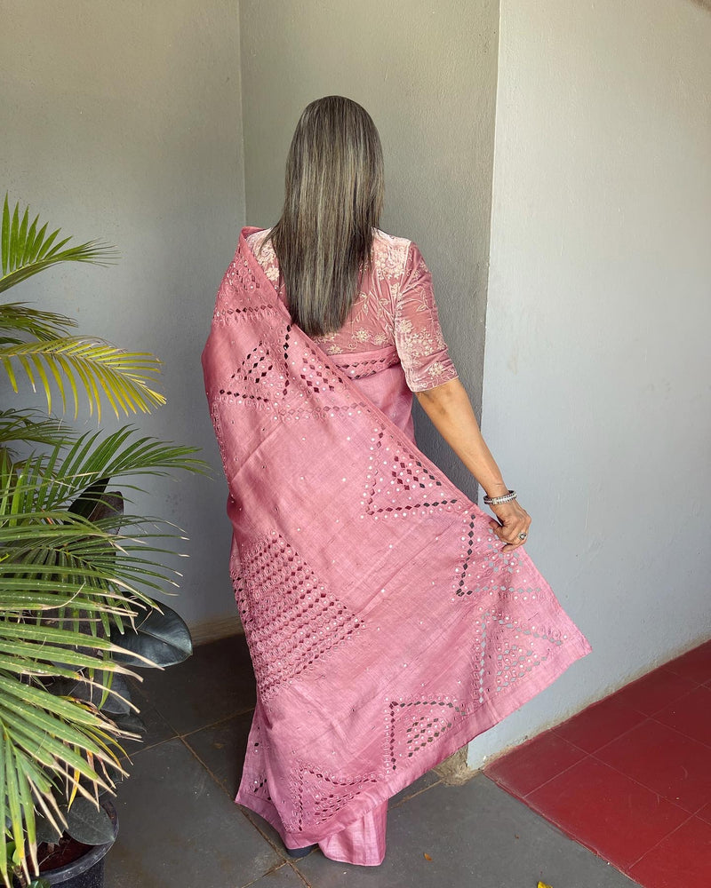 EE-V18690 Rose Tussar Cutwork