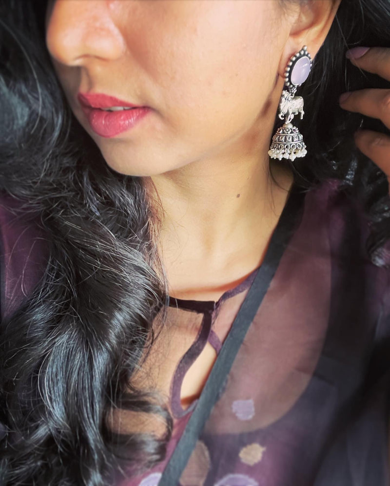 AS-V02742 Silver Jhumka Earring