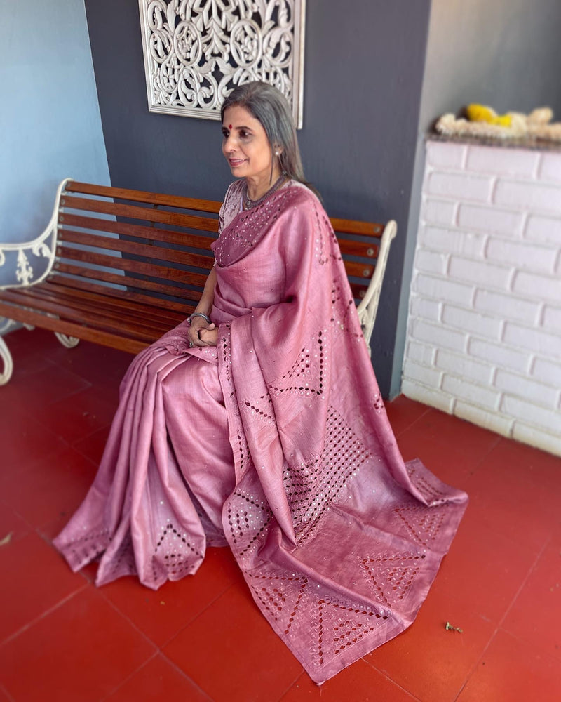 EE-V18690 Rose Tussar Cutwork