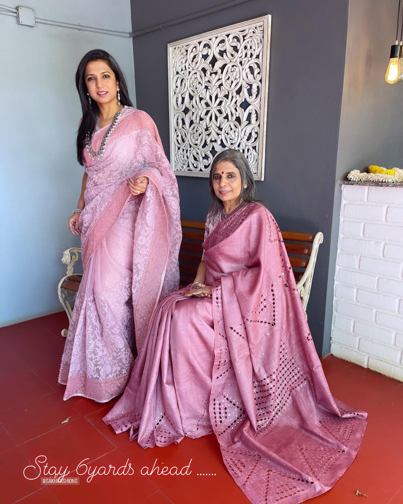 EE-V18695 Pink Organza Saree