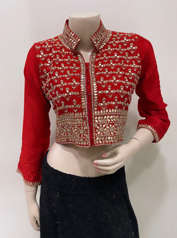 DP-V09447 Red Chanderi Blouse