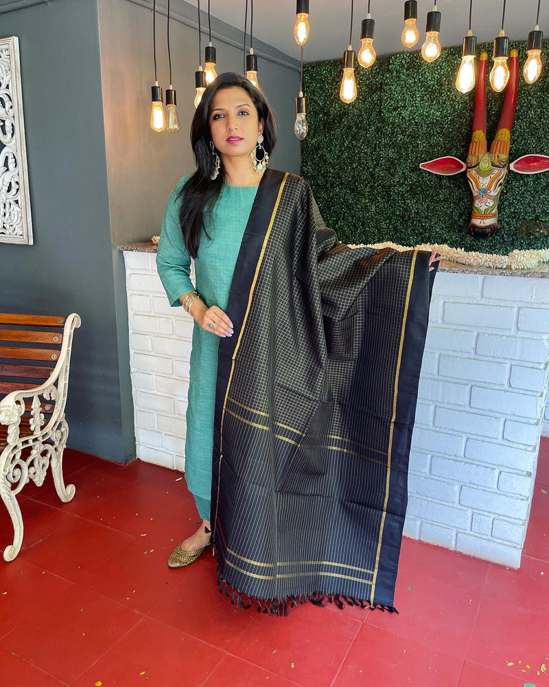 EE-V03008 Black Kanchi Dupatta