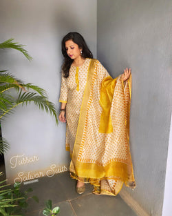 EE-V02400 Yellow Tussar Salwar
