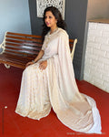 EE-S42548 White Banarsi Georgette