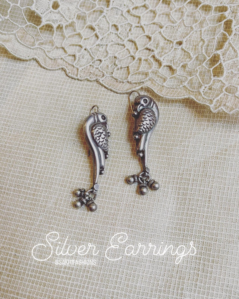 AS-V12191 Silver peacock earring