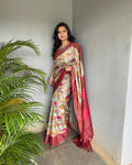 EE-V03158 Mint Kalam Tussar Sari