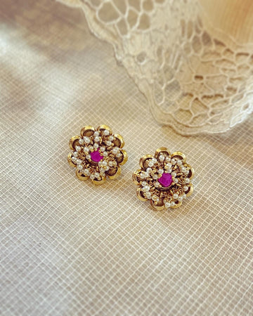 AJ-V08058 Red Floral Stud