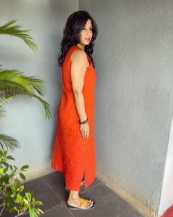 EE-V03360 Orange Shift Dress
