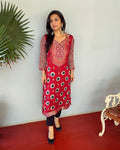 EE-V06578 Ajrak Red Kurthi