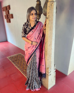 EE-V00976 Pink Tussar Sari