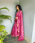 EE-S47312 Pink Tussar Sari