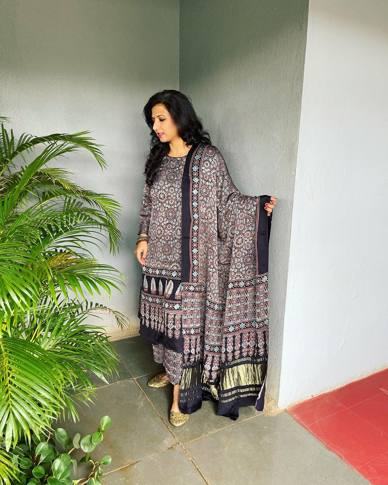 EE-V08267 Black Ajrak Salwar