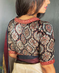 BL-V04008 Black Ajrakh Blouse