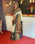EE-V01061 Cream Ikath sari