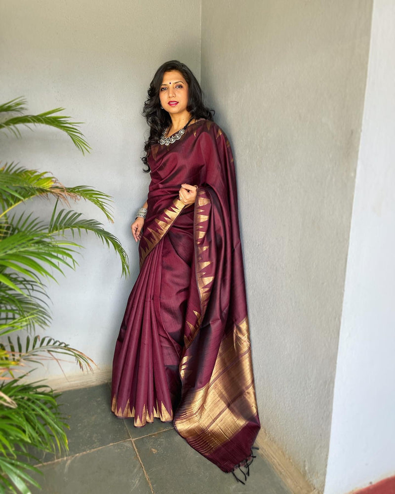 EE-V10640 Brown rawsilk sari