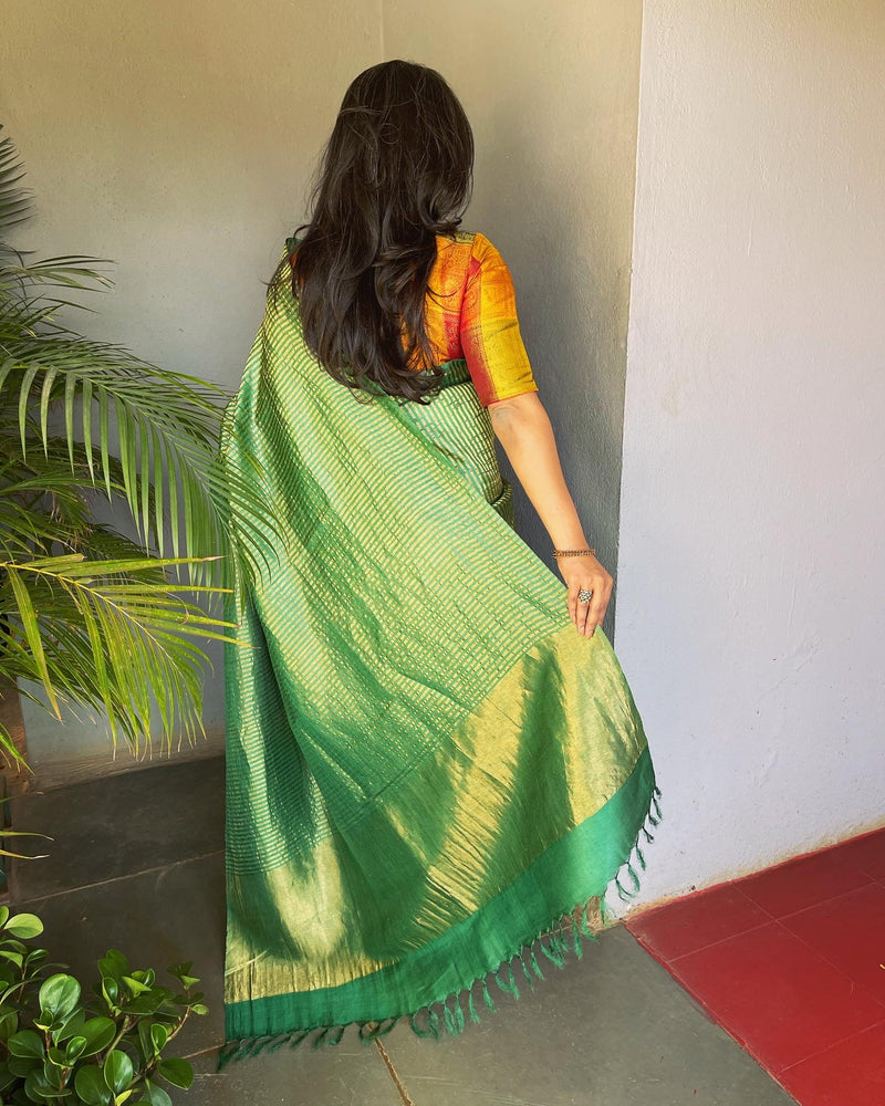 EE-V16171 Green Tussar Silk