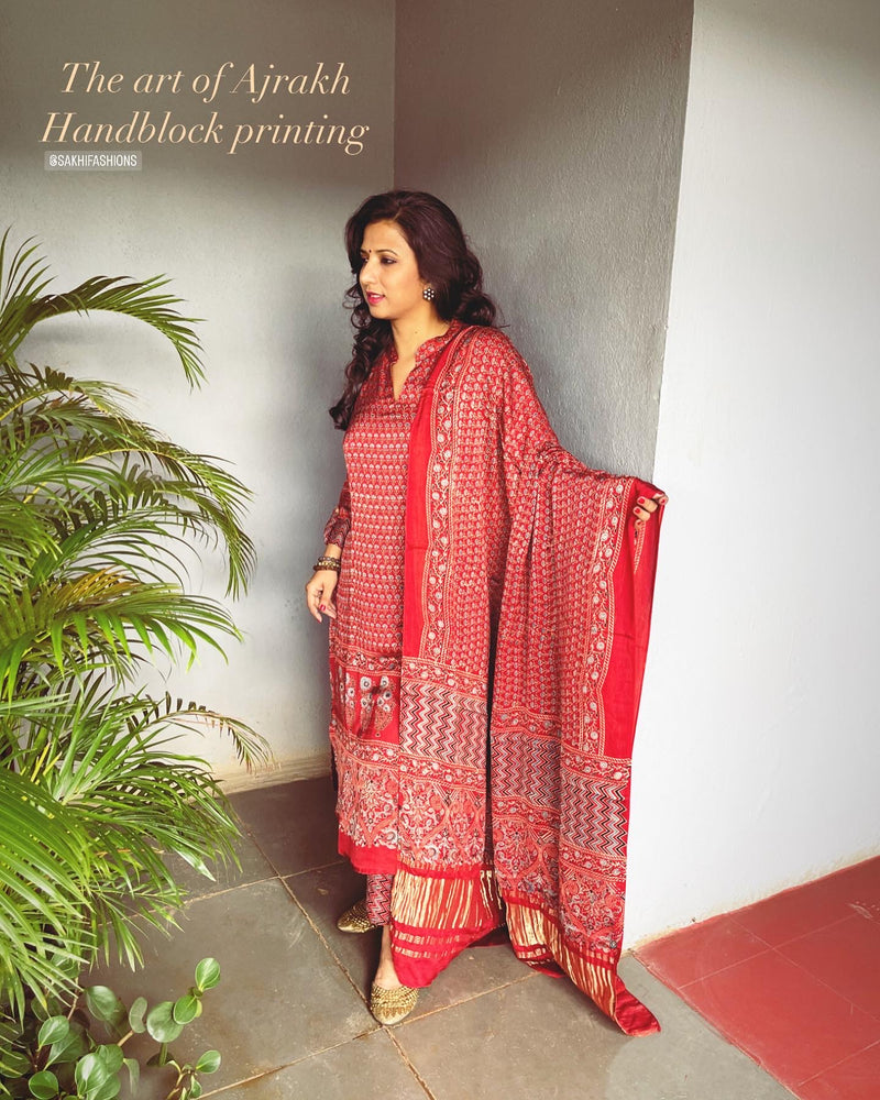 EE-V08266 Red Ajrak Salwar