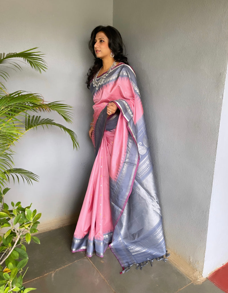 EE-V04194 Pink Gadwal Sari