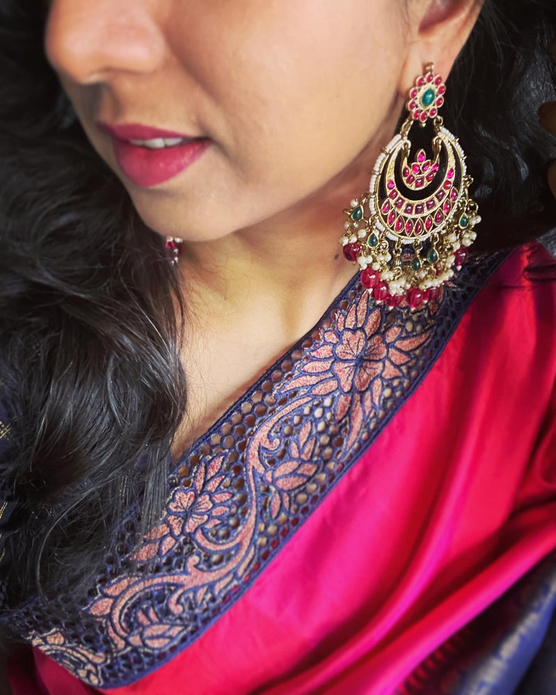 AJ-V12570 Green Chandbali Earring
