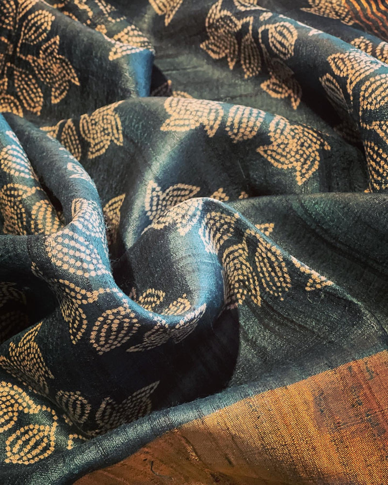 EE-V05588 Green Tussar Sari