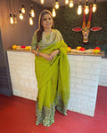 EE-V06430 Green Kalam Cutwork