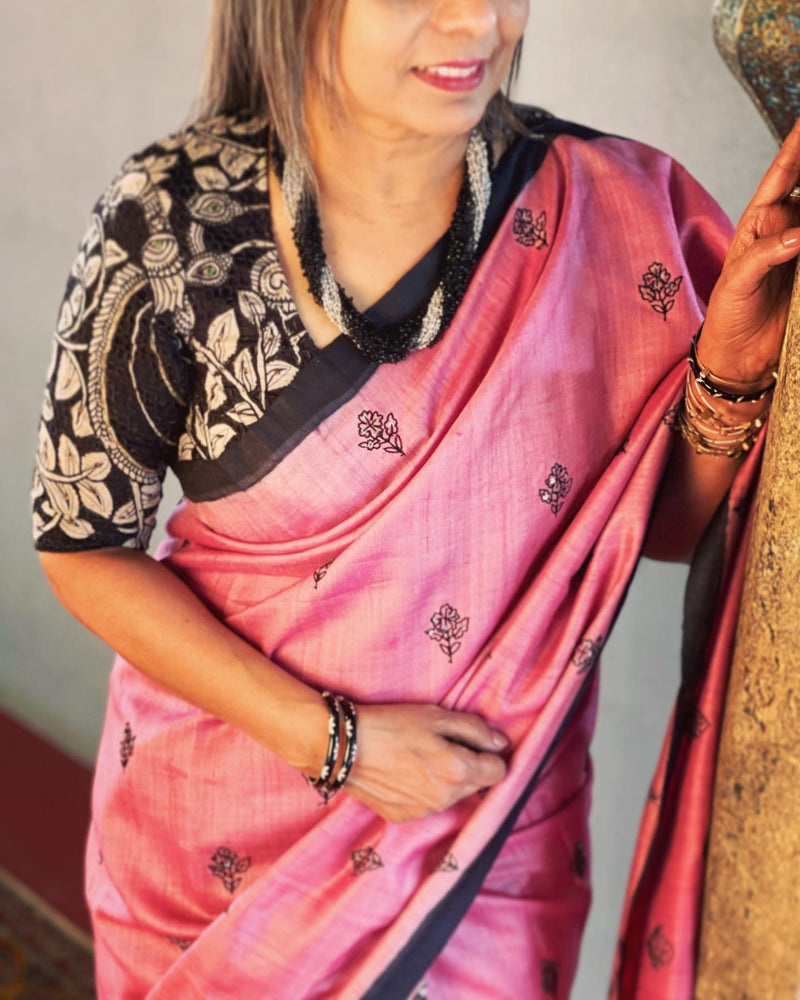 EE-V00976 Pink Tussar Sari
