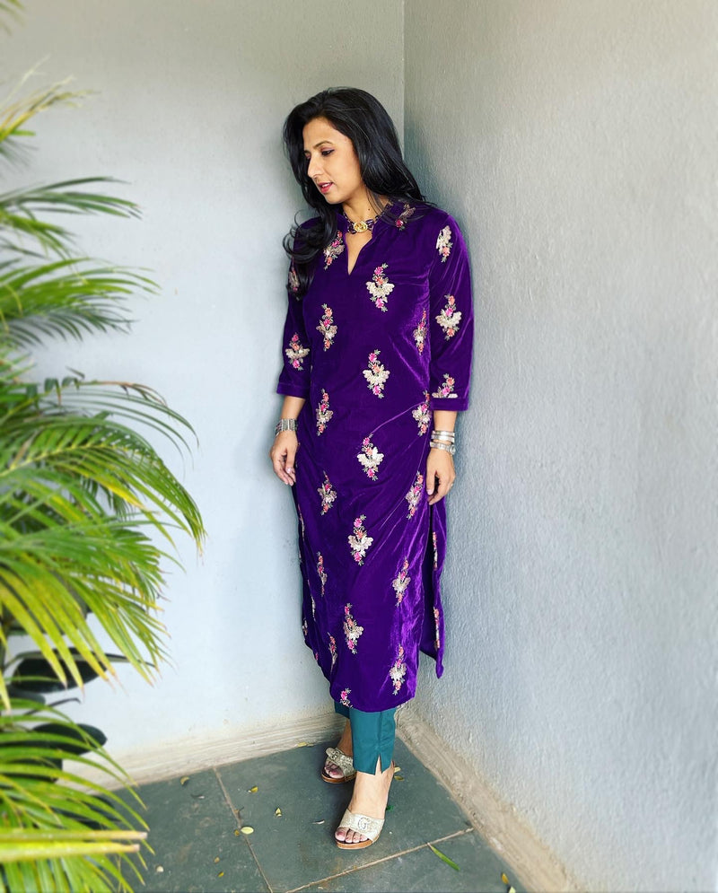 EE-V48106T Purple Velvet Top