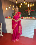 EE-V10639 Pink rawsilk sari