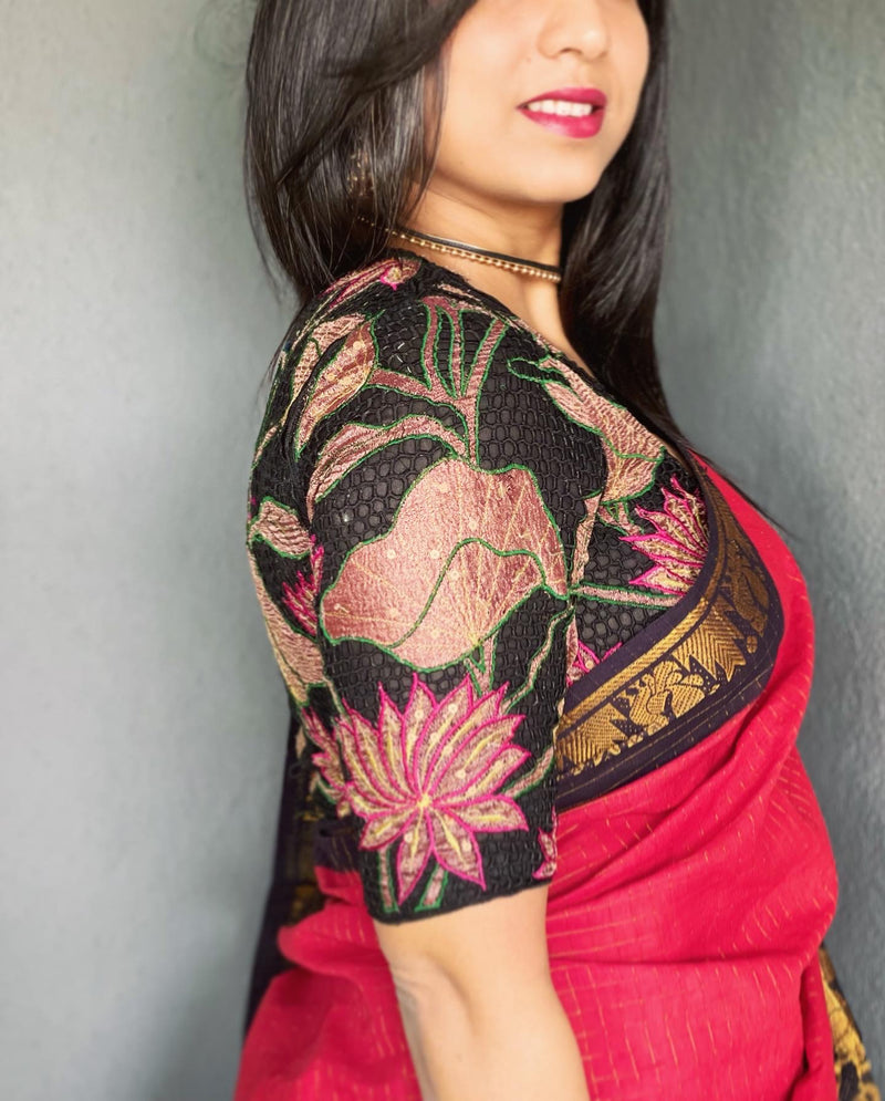 BL-R59940 Black Cutwork Rblouse