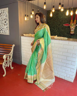 EE-V04630 Green Gadwal Sari