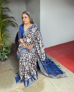 EE-V04531 Blue Tussar Sari