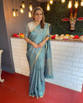 EE-V10820 BlueGrey Tussar Sari
