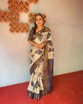 EE-V08867 Tussar Leaf Sari