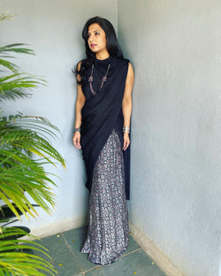 EE-V14711 Black Pleat Ready Sari