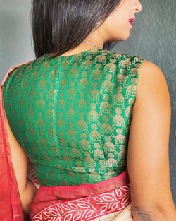 BL-F26671R Green Banarsi Blouse