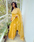 EE-W00083 Yellow Flora saree