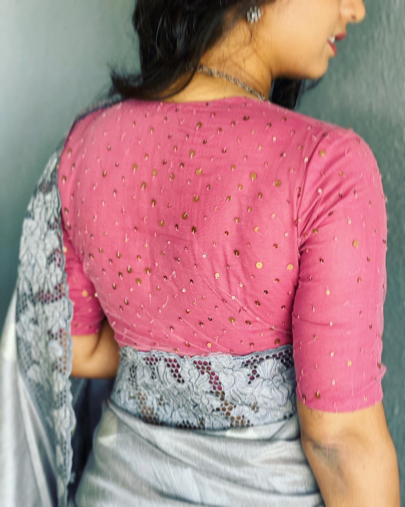 BL-P58419 Pink Sequin Blouse