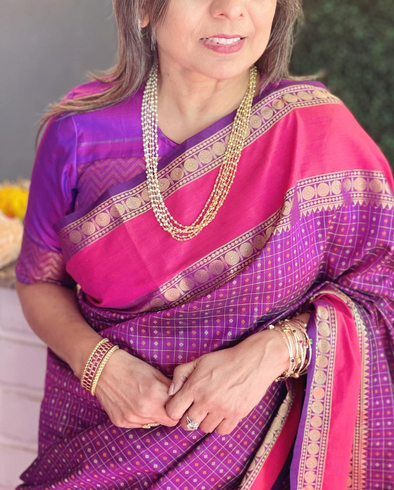EE-V08588 Purple Kanchi Silk cotton