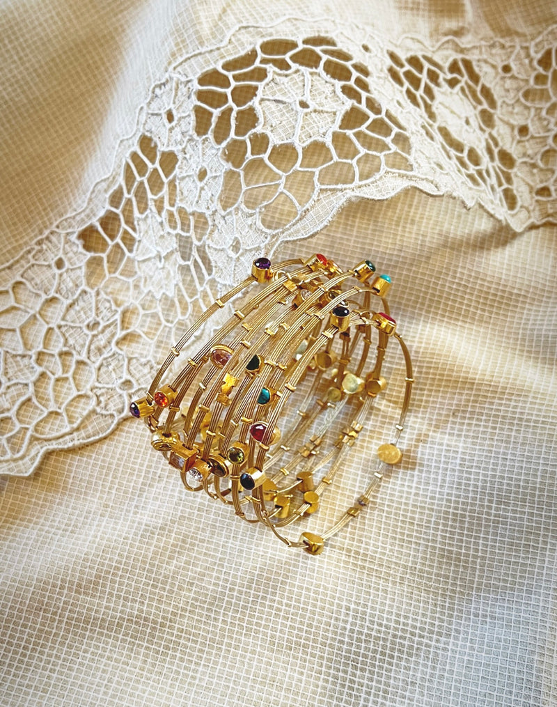 AS-G59334G Silver Gold Bangles