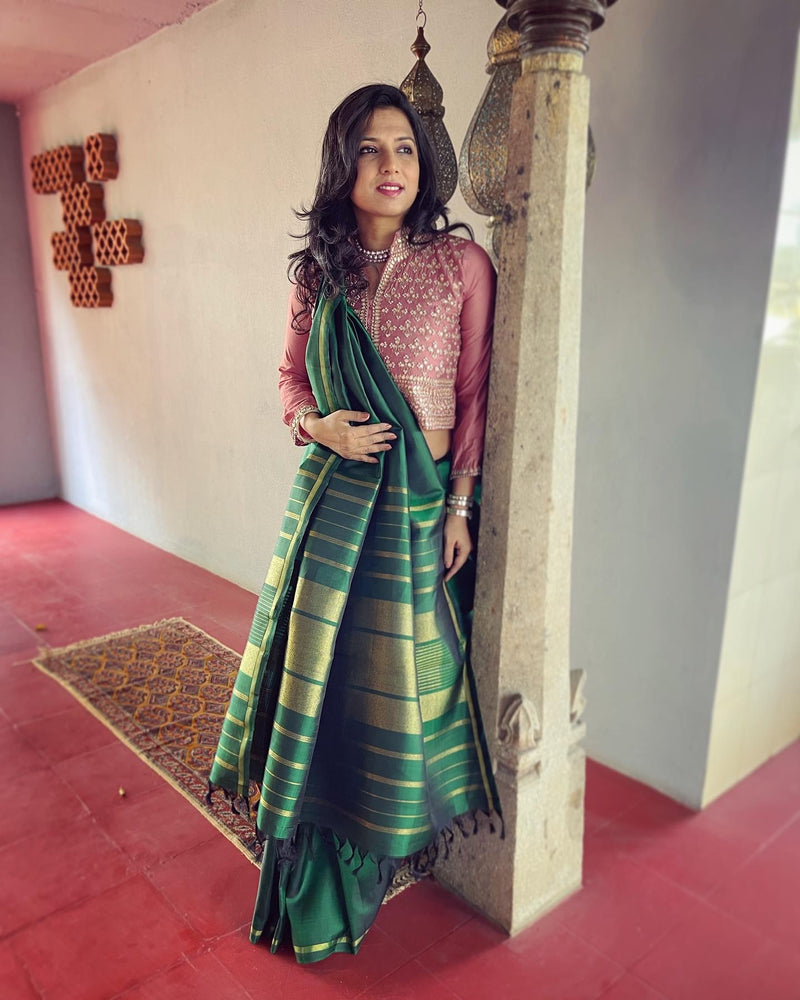 EE-V12465 Green Kanchi Sari