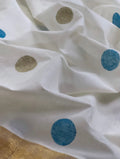 DP-V07321 Blue Cotton Polka Sari