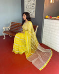 EE-V04831 Yellow Organza Saree