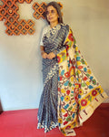 EE-V04523 Grey Tussar silk sari