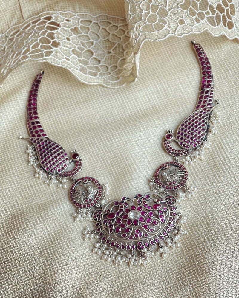 AS-V16736 Silver Ruby Necklace