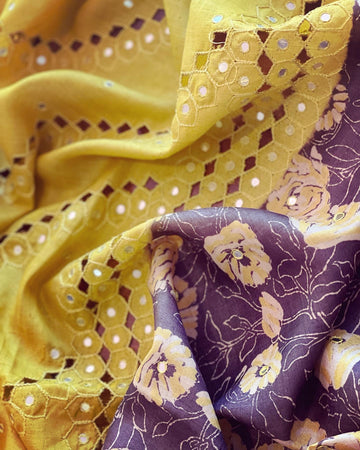EE-V18691 Floral Tussar Cutwork