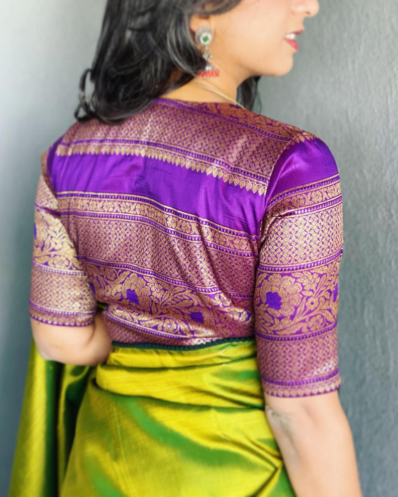 BL-V03550P Purple Banarsi Blouse