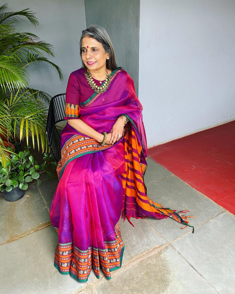 EE-V08218 Purple Organza sari