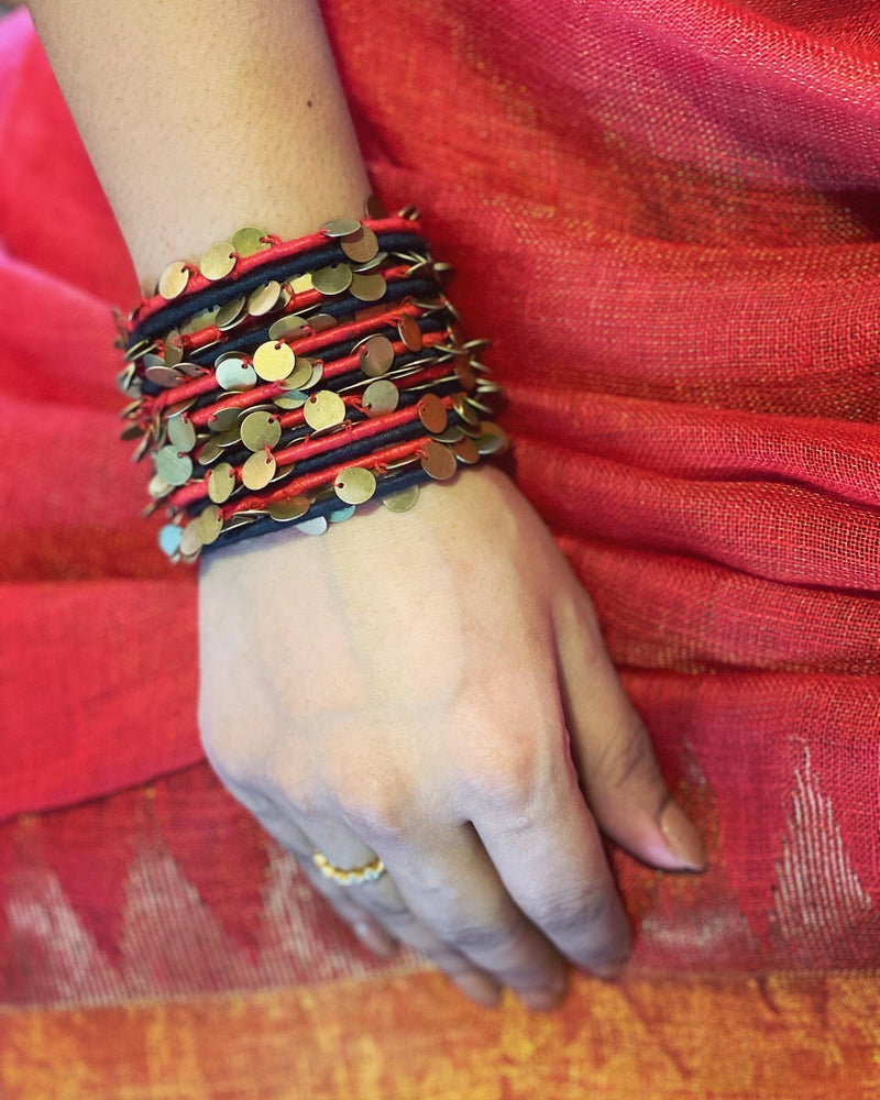 EE-V12732 Red Tissue Linen Saree