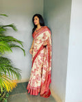 EE-V06690 Red Tussar Sari